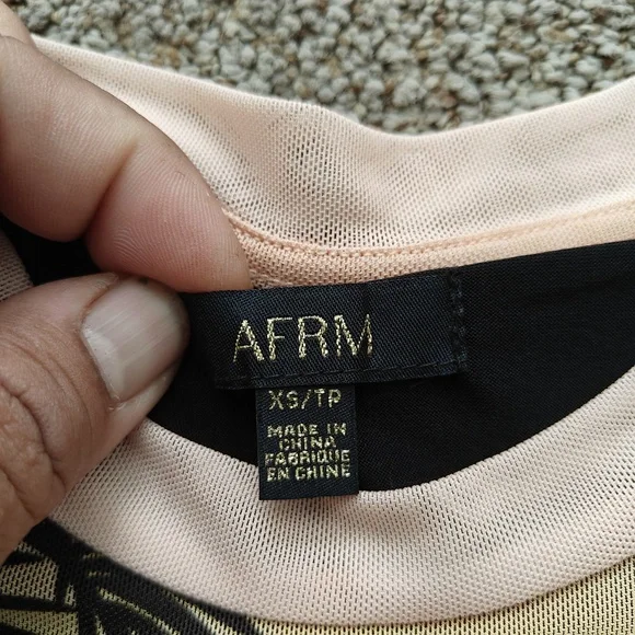 AFRM Dress Womens Extra Small Sunrise Palms Maxi Bodycon Mesh Scenic Print - Picture 8 of 12